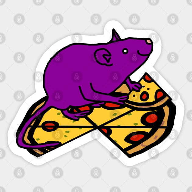 Hungry Purple Rat with Pizza Sticker by ellenhenryart